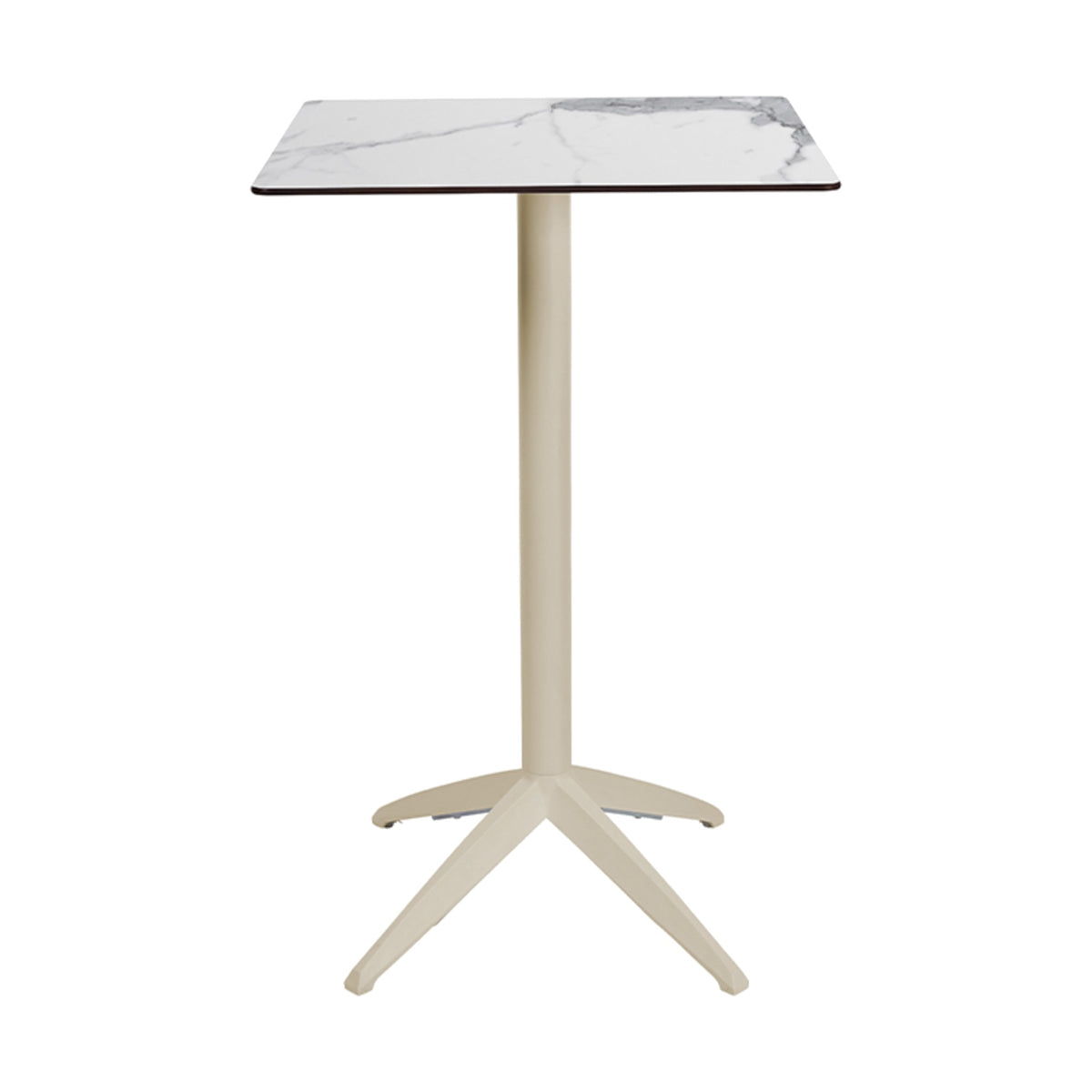Table haute Quatro High Fix Ezpeleta, structure sand, plateau marbre blanc