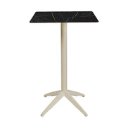 Table haute Quatro High Fix Ezpeleta, structure sand, plateau marbre noir