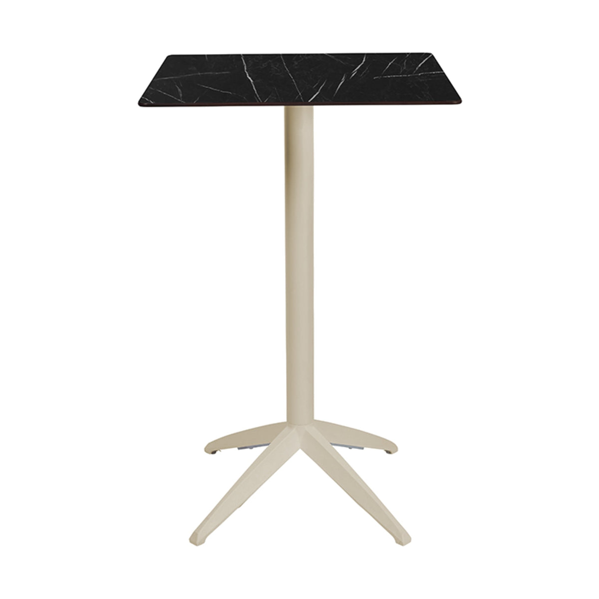 Table haute Quatro High Fix Ezpeleta, structure sand, plateau marbre noir