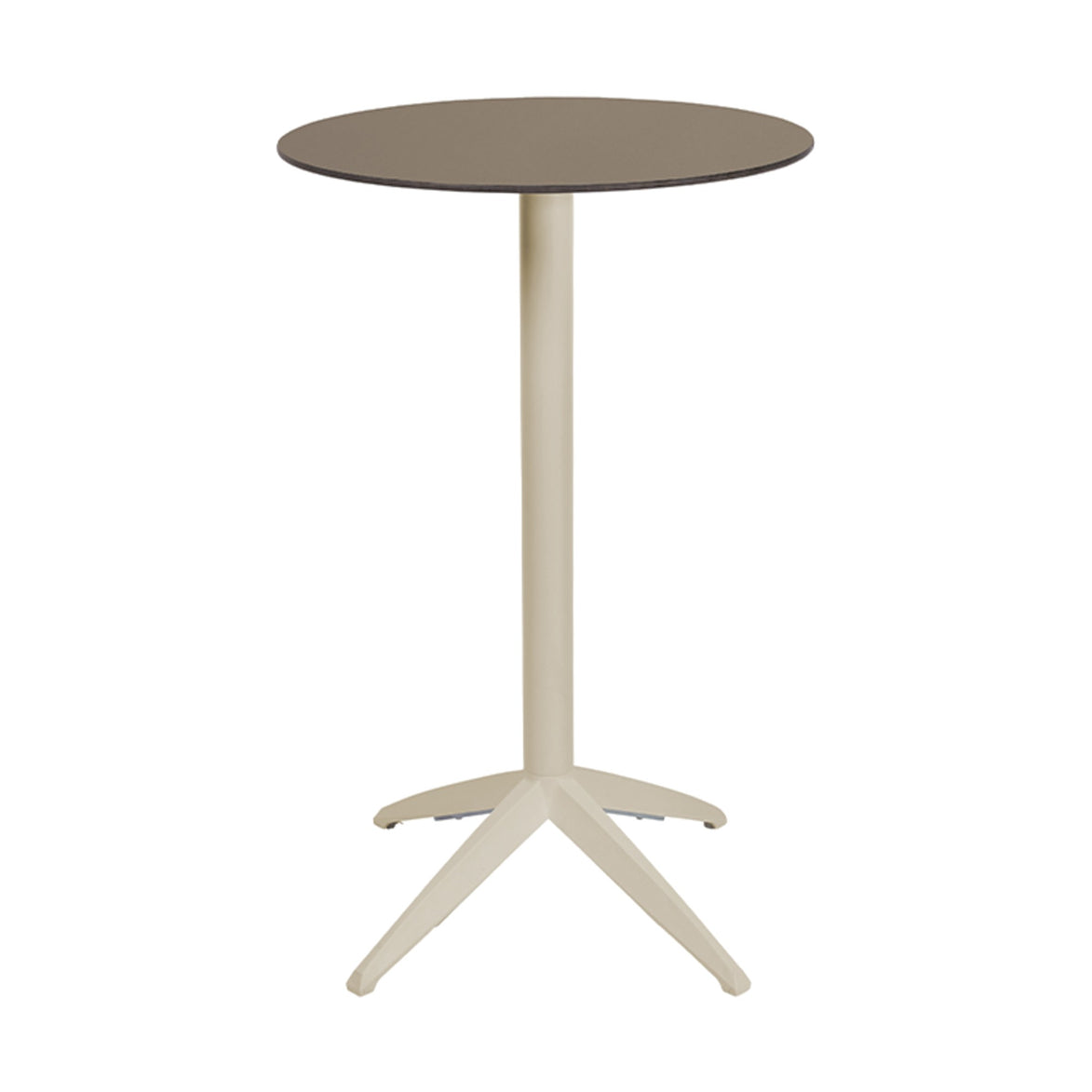 Table haute Quatro High Fix Ezpeleta ronde, structure sand, plateau taupe