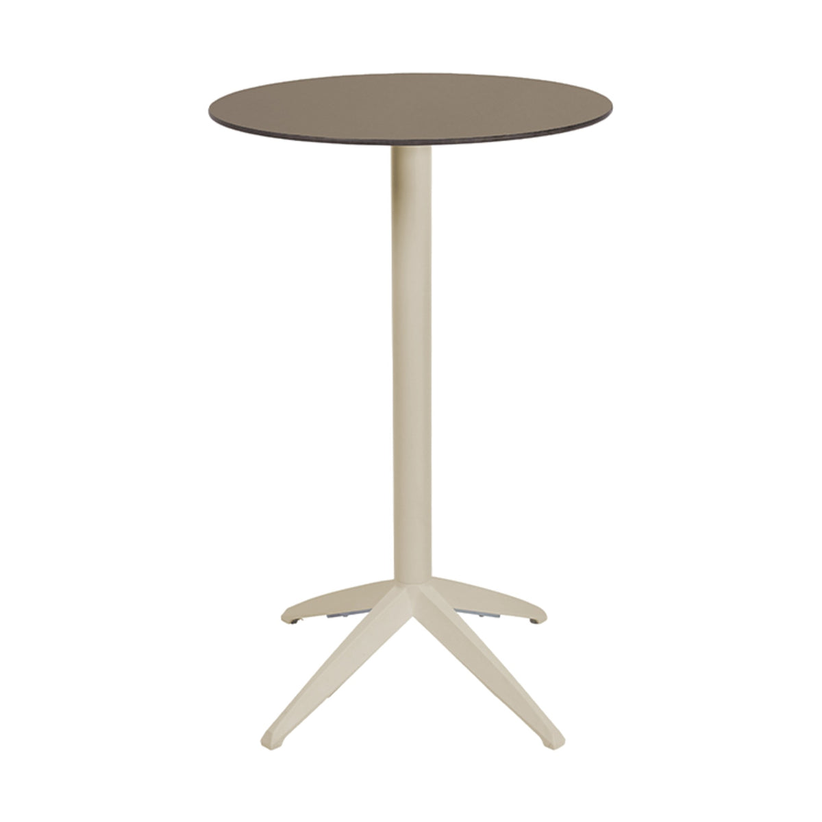 Table haute Quatro High Fix Ezpeleta ronde, structure sand, plateau taupe