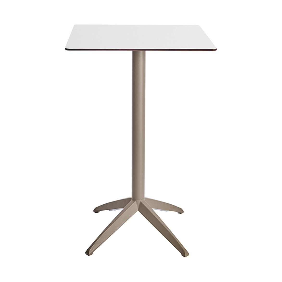 Table haute Quatro High Fix Ezpeleta, structure taupe, plateau blanc