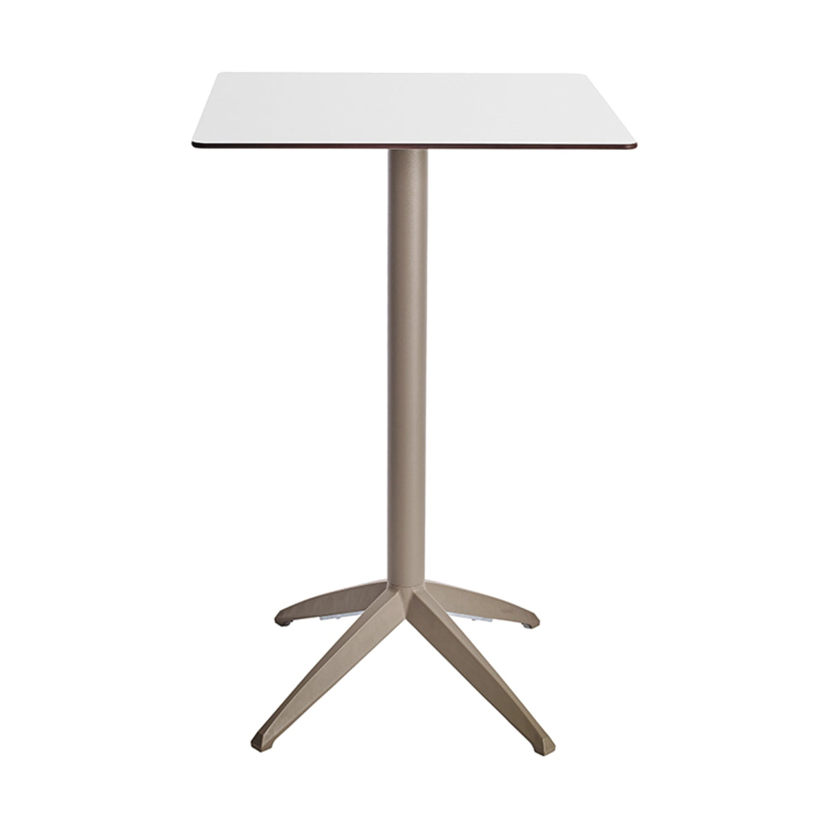 Table haute Quatro High Fix Ezpeleta, structure taupe, plateau blanc