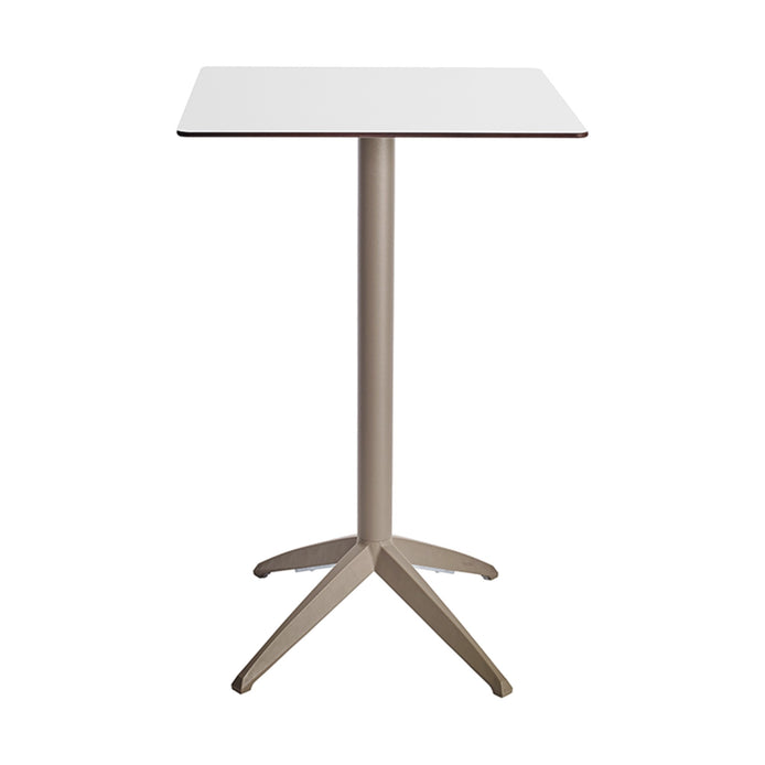 Table haute Quatro High Fix Ezpeleta, structure taupe, plateau blanc