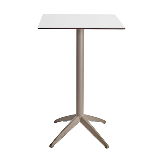 Table haute Quatro High Fix Ezpeleta, structure taupe, plateau blanc