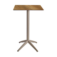 Table haute Quatro High Fix Ezpeleta, structure taupe, plateau chêne foncé