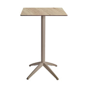 Table haute Quatro High Fix Ezpeleta, structure taupe, plateau chêne