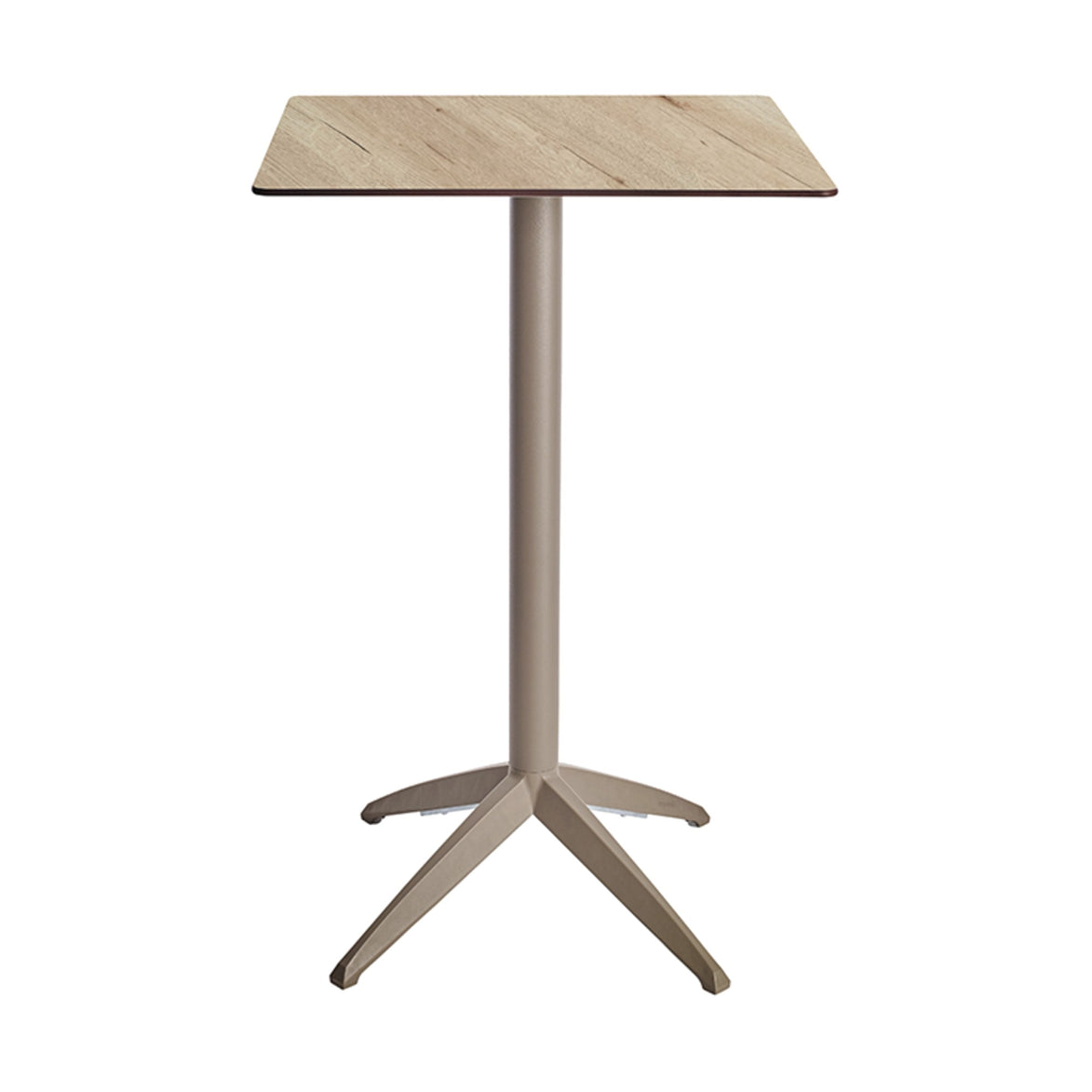 Table haute Quatro High Fix Ezpeleta, structure taupe, plateau chêne