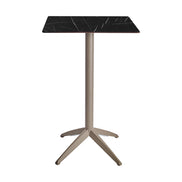Table haute Quatro High Fix Ezpeleta, structure taupe, plateau marbre noir