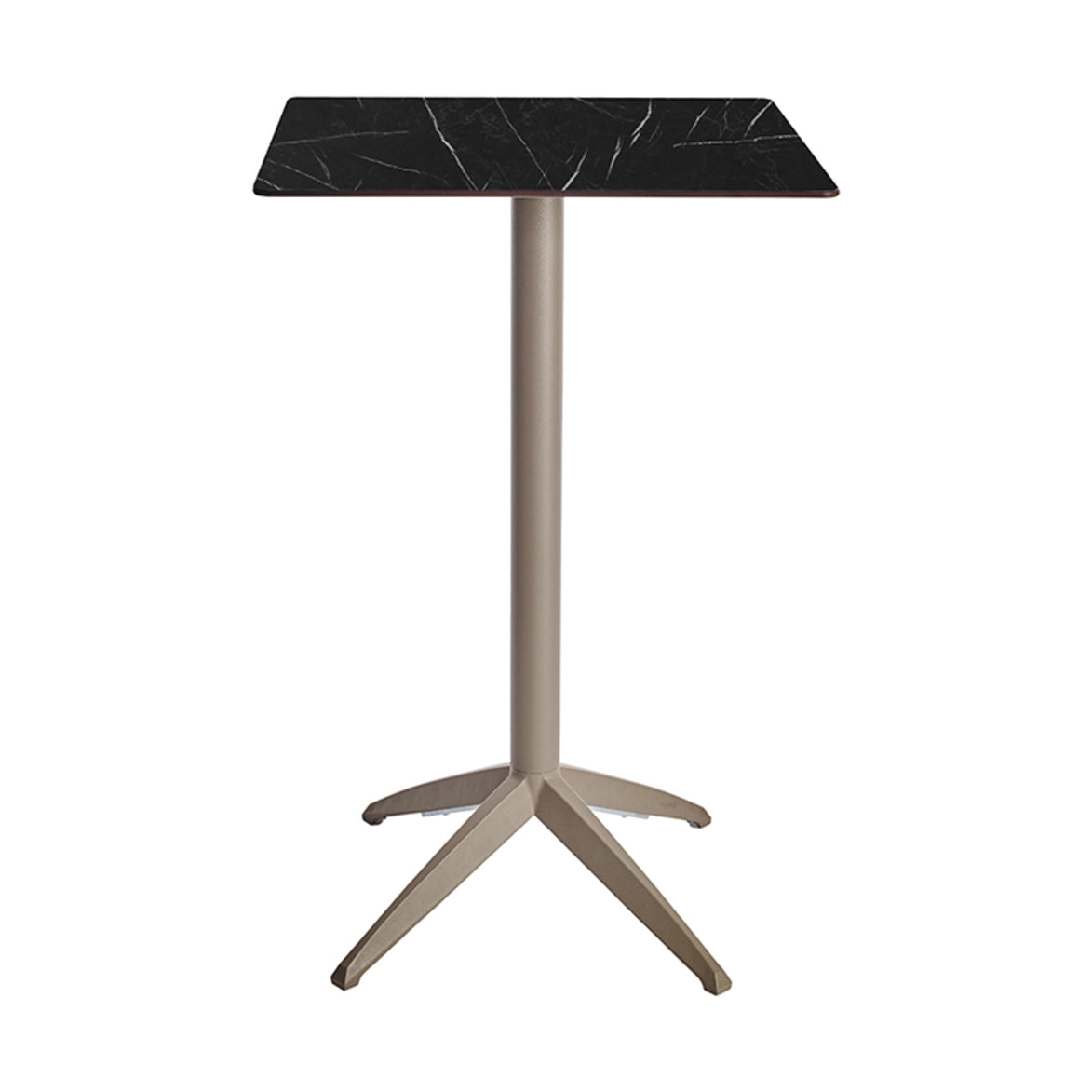 Table haute Quatro High Fix Ezpeleta, structure taupe, plateau marbre noir