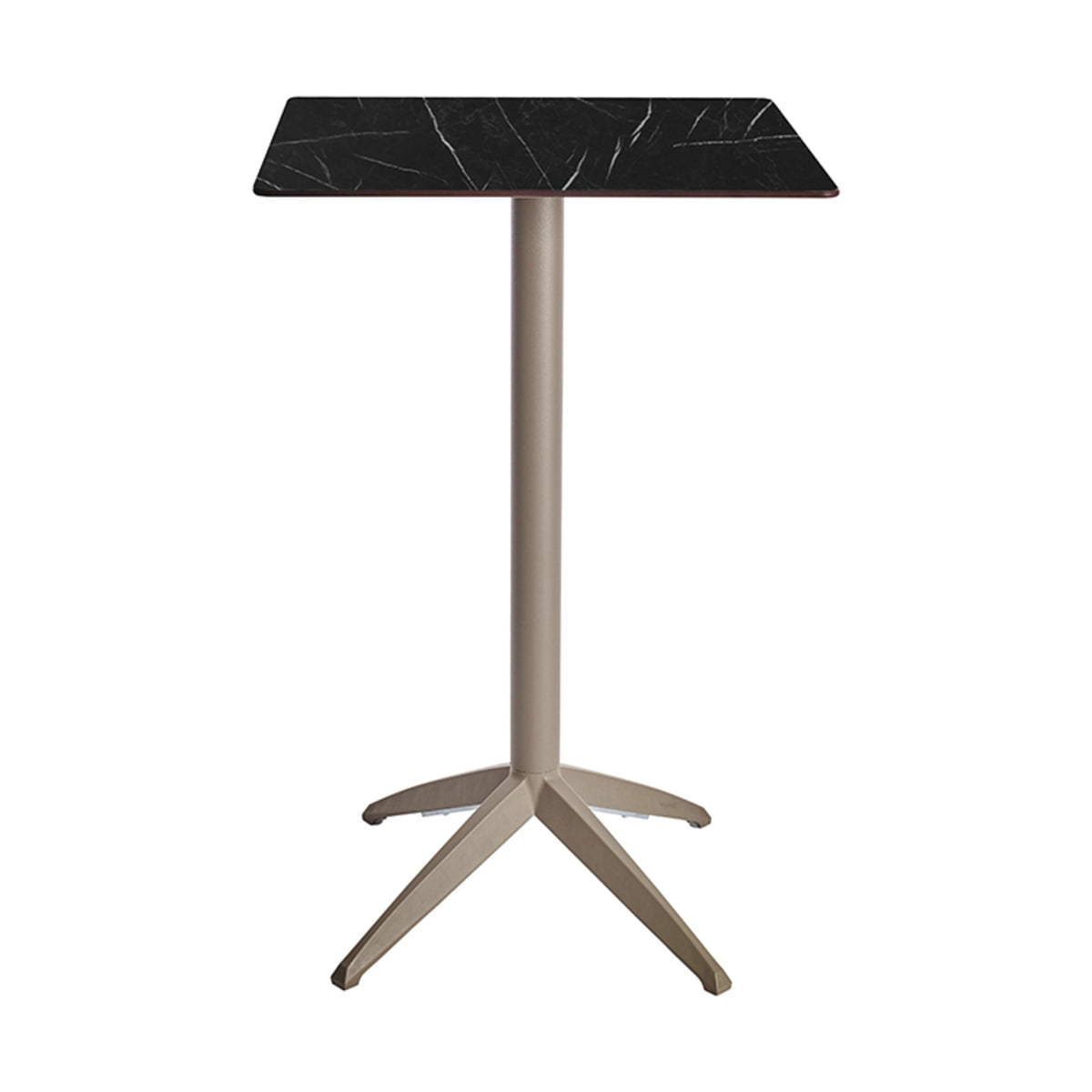 Table haute Quatro High Fix Ezpeleta, structure taupe, plateau marbre noir