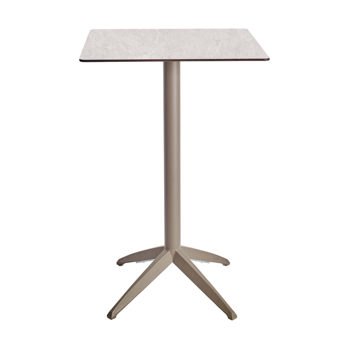 Table haute Quatro High Fix Ezpeleta, structure taupe, plateau minéral