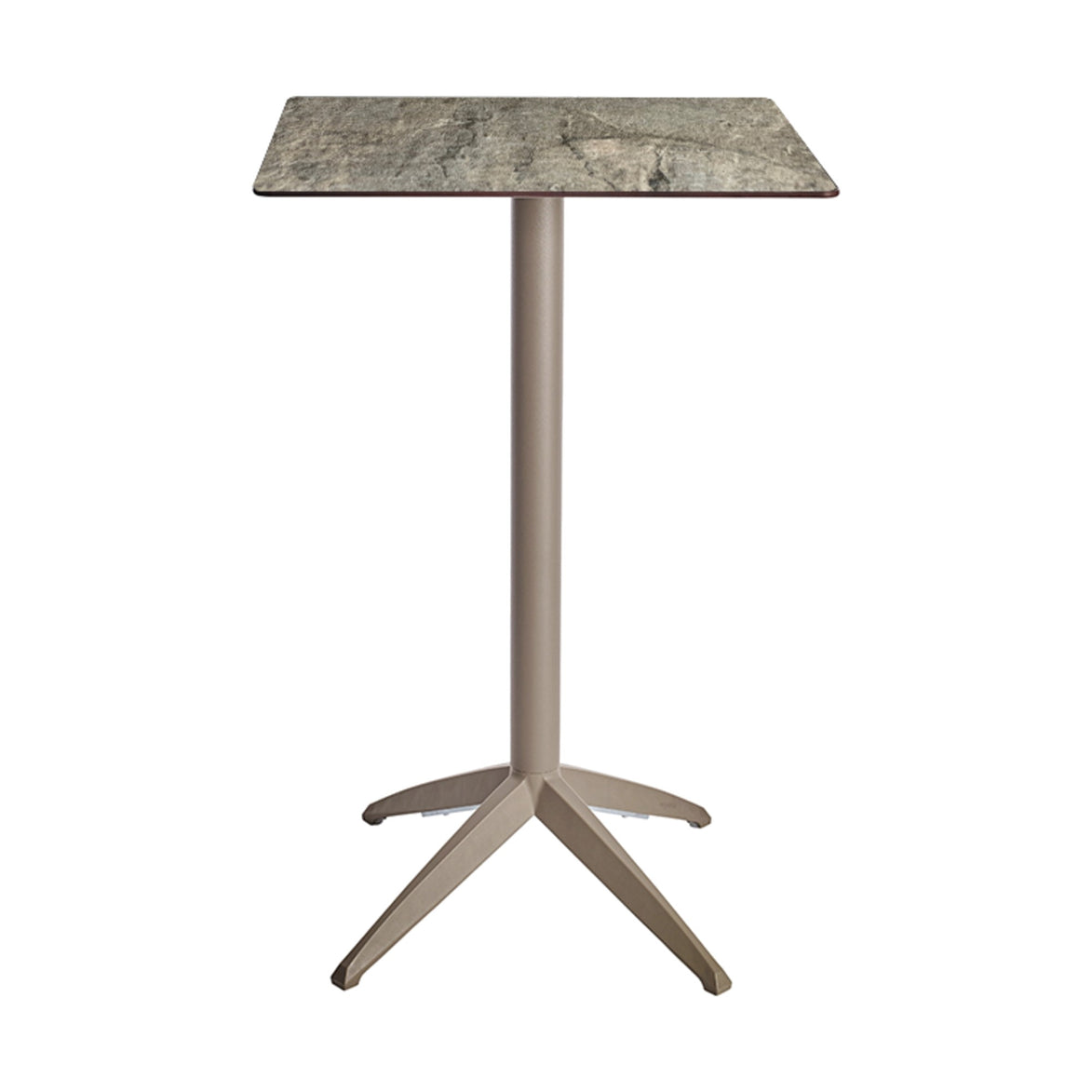 Table haute Quatro High Fix Ezpeleta, structure taupe, plateau stone