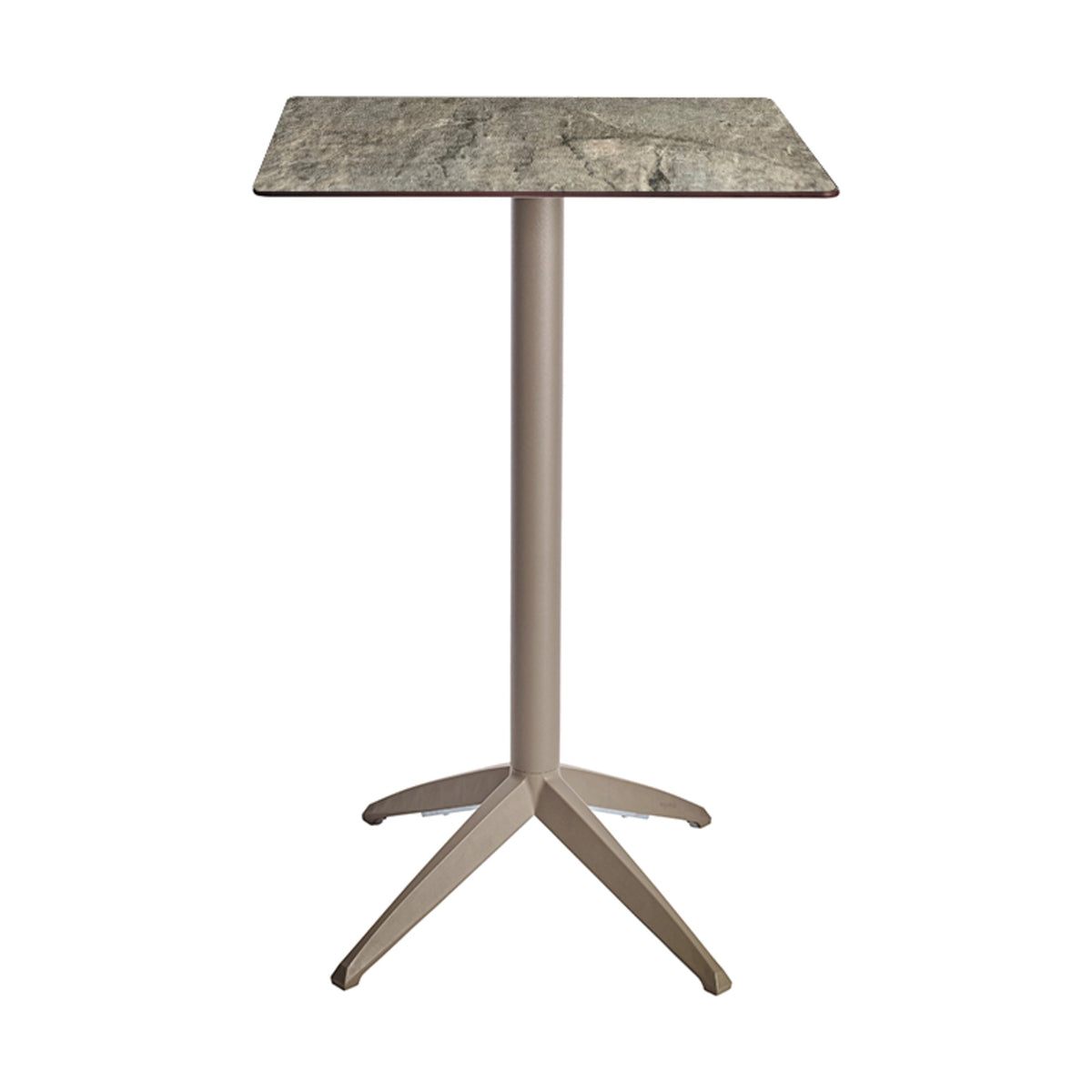 Table haute Quatro High Fix Ezpeleta, structure taupe, plateau stone