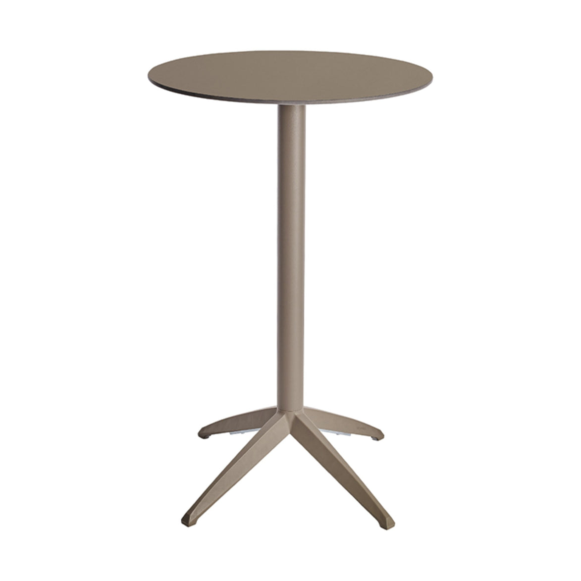 Table haute Quatro High Fix Ezpeleta ronde, structure taupe, plateau taupe
