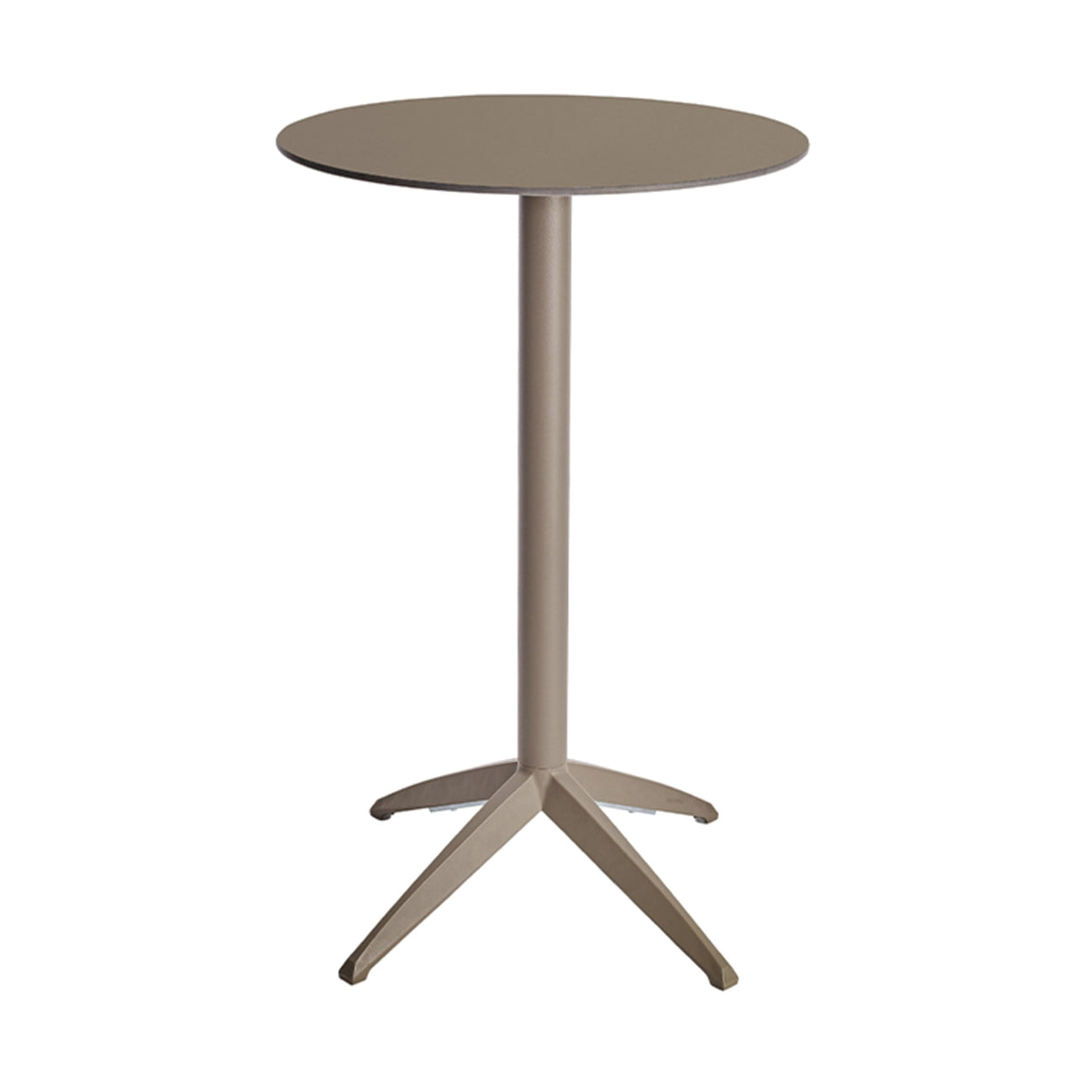 Table haute Quatro High Fix Ezpeleta ronde, structure taupe, plateau taupe