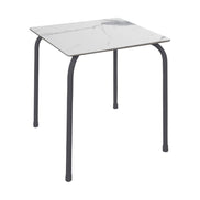 Table Rodas Ezpeleta, structure anthracite, plateau marbre blanc