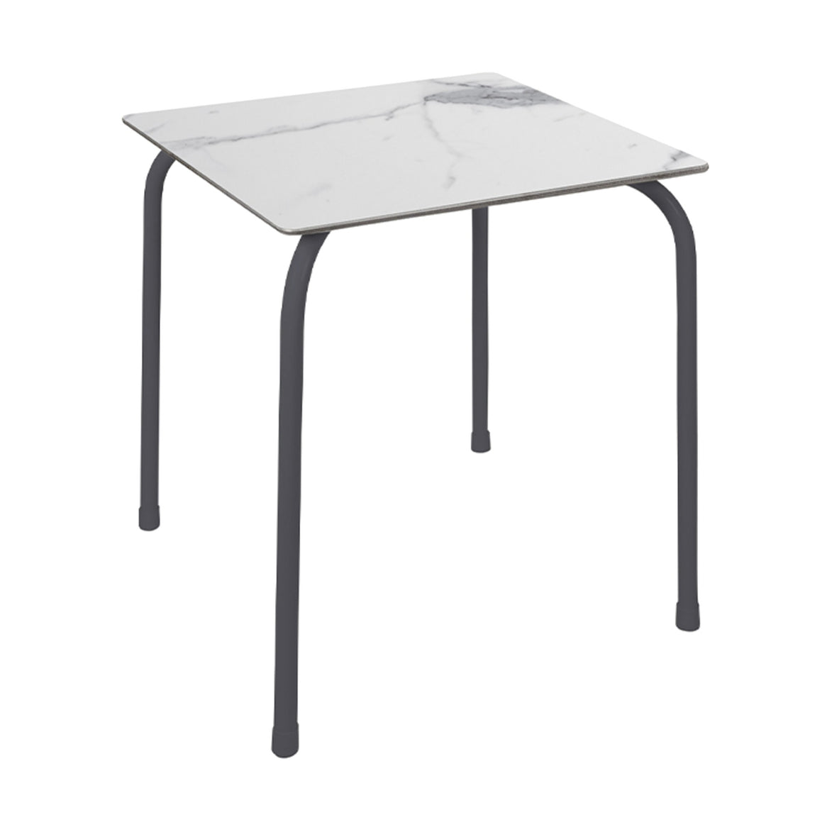 Table Rodas Ezpeleta, structure anthracite, plateau marbre blanc