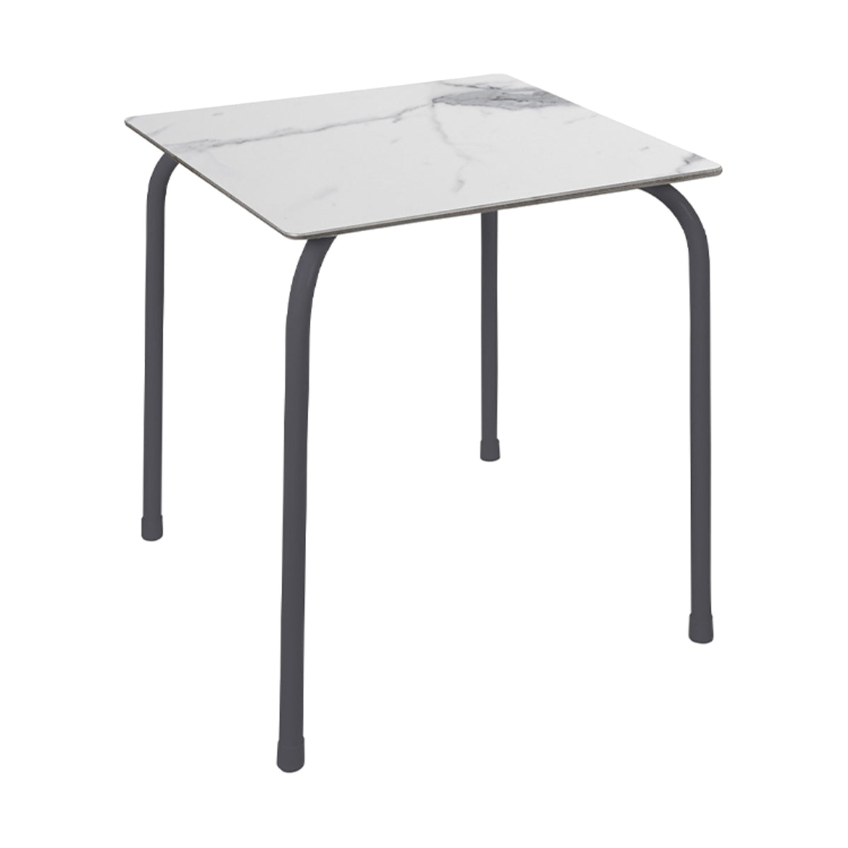 Table Rodas Ezpeleta, structure anthracite, plateau marbre blanc