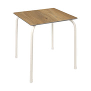 Table Rodas Ezpeleta, structure blanc, plateau chêne foncé