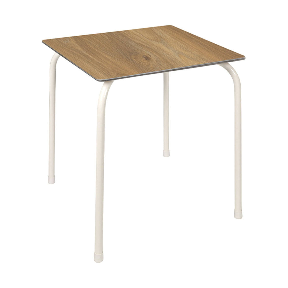 Table Rodas Ezpeleta, structure blanc, plateau chêne foncé