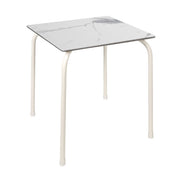 Table Rodas Ezpeleta, structure blanc, plateau marbre blanc