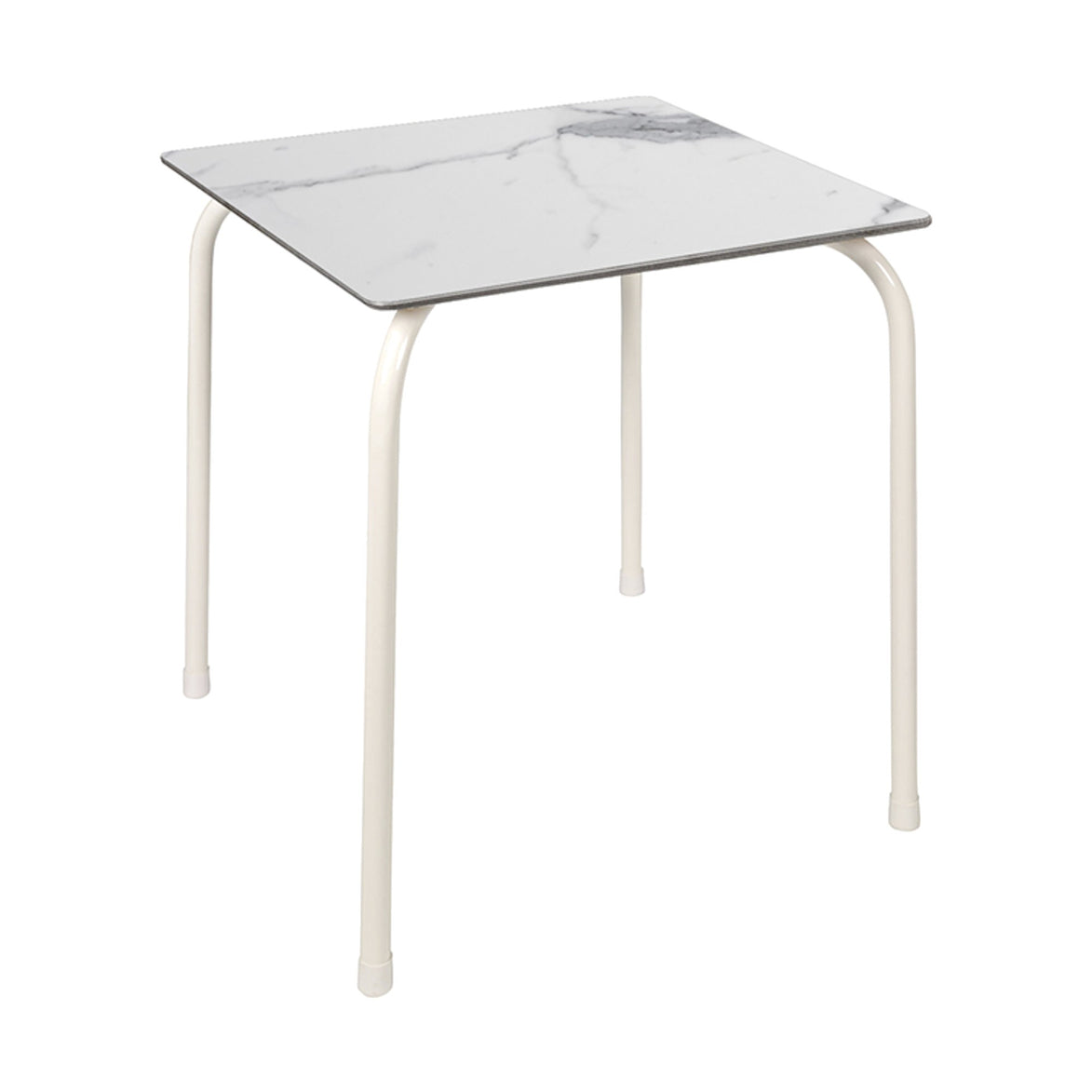 Table Rodas Ezpeleta, structure blanc, plateau marbre blanc