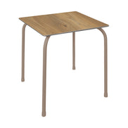 Table Rodas Ezpeleta, structure taupe, plateau chêne foncé