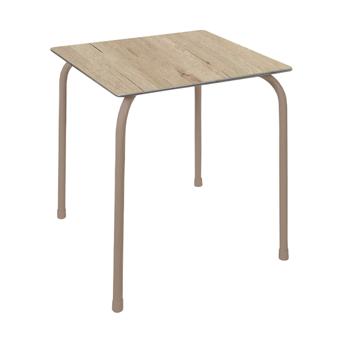 Table Rodas Ezpeleta, structure taupe, plateau chêne