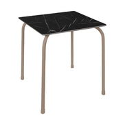 Table Rodas Ezpeleta, structure taupe, plateau marbre noir