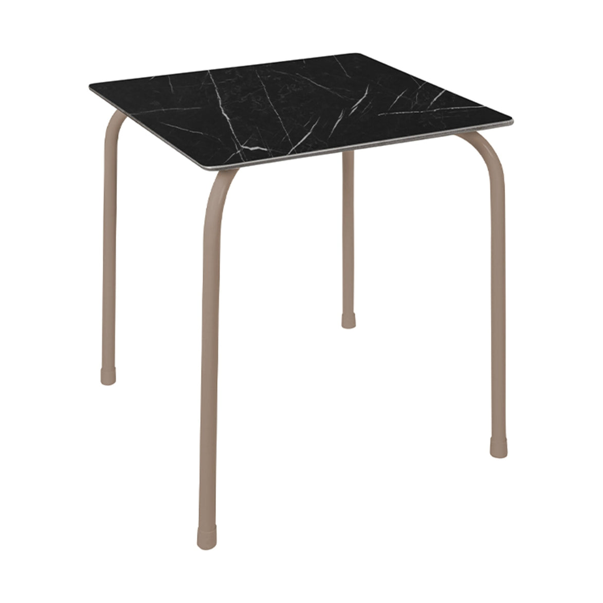 Table Rodas Ezpeleta, structure taupe, plateau marbre noir