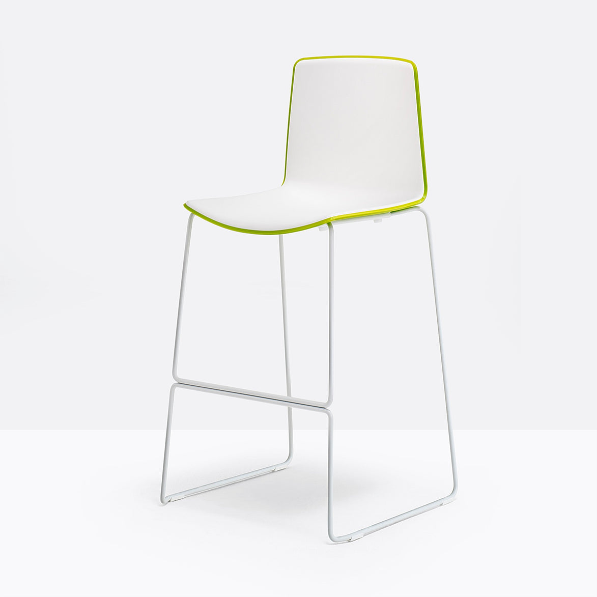 Tabouret de bar Tweet luge blanc et vert vue de face