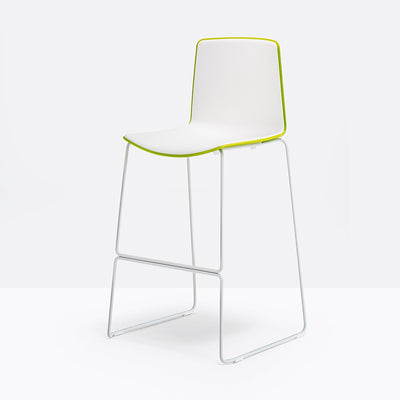 Tabouret de bar Tweet luge blanc et vert vue de face