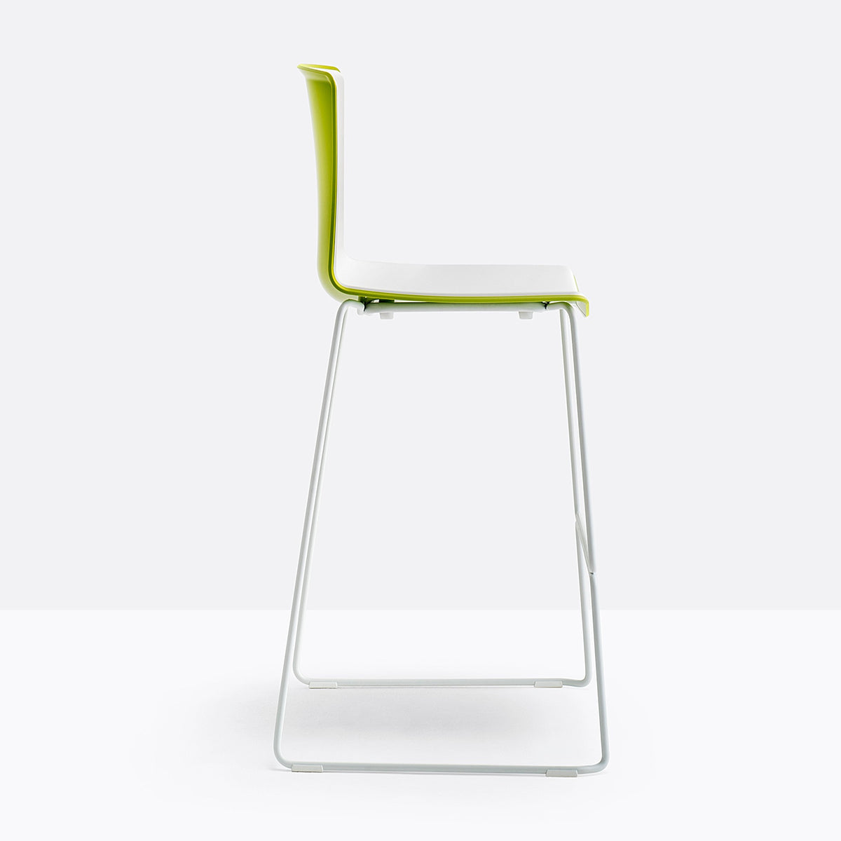 Tabouret de bar Tweet luge blanc et vert vue de profil