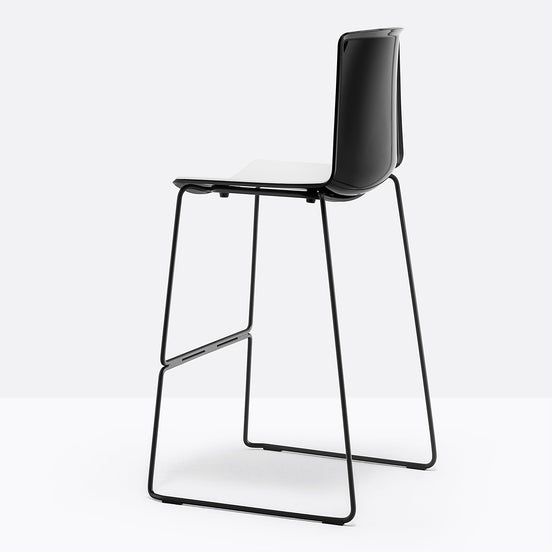 Tabouret de bar Tweet luge noir, coque intérieure blanche