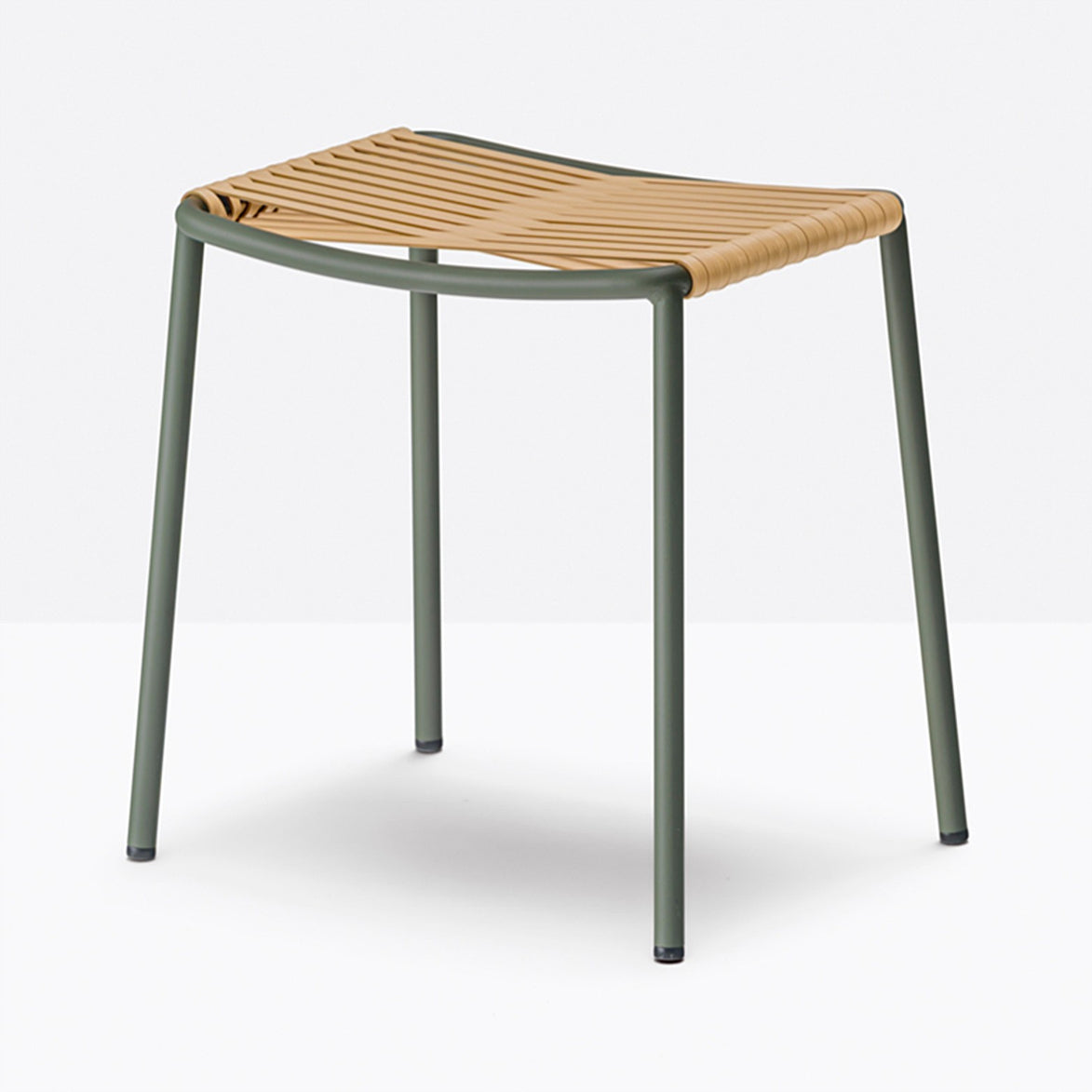 Tabouret bas Philía vert et miel vue de profil