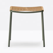 Tabouret bas Philía vert, tressage miel