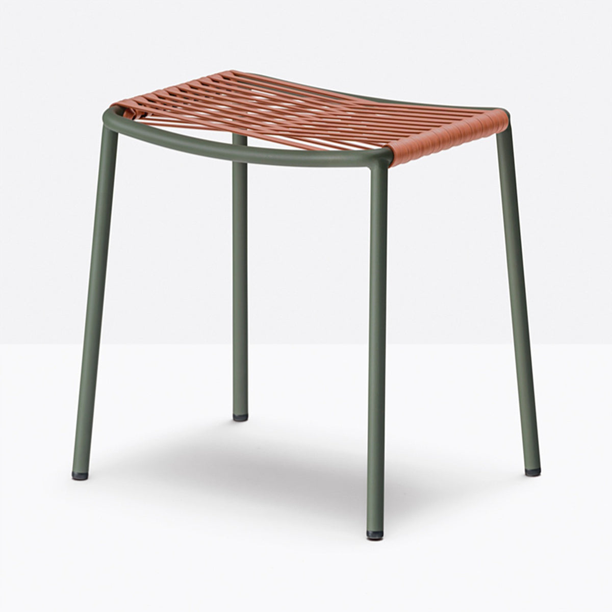 Tabouret bas Philía vert et terracotta vue de face