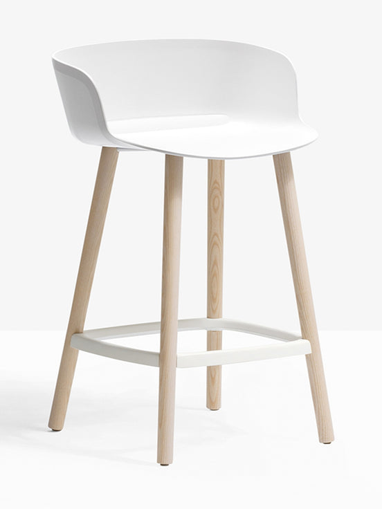 Tabouret Babila pieds bois blanc