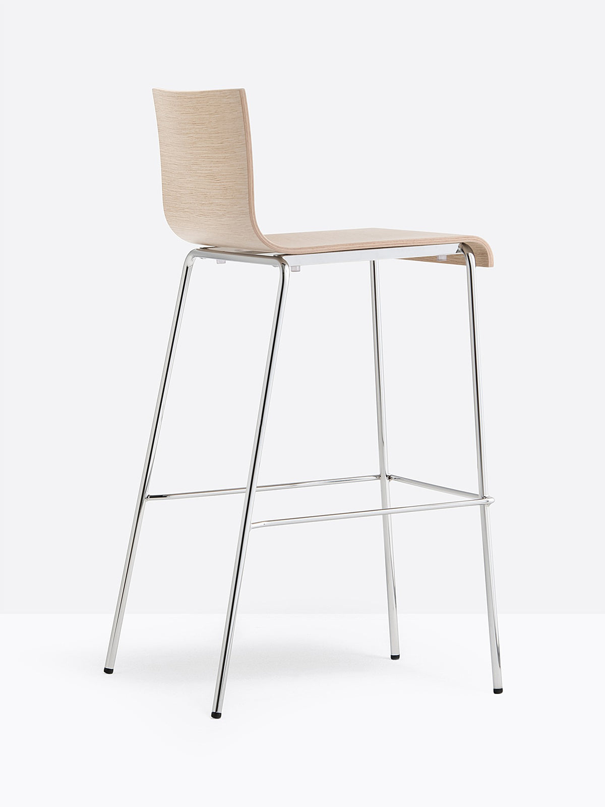 Tabouret Kuadra Pedrali pieds ronds, bois chêne blanchi