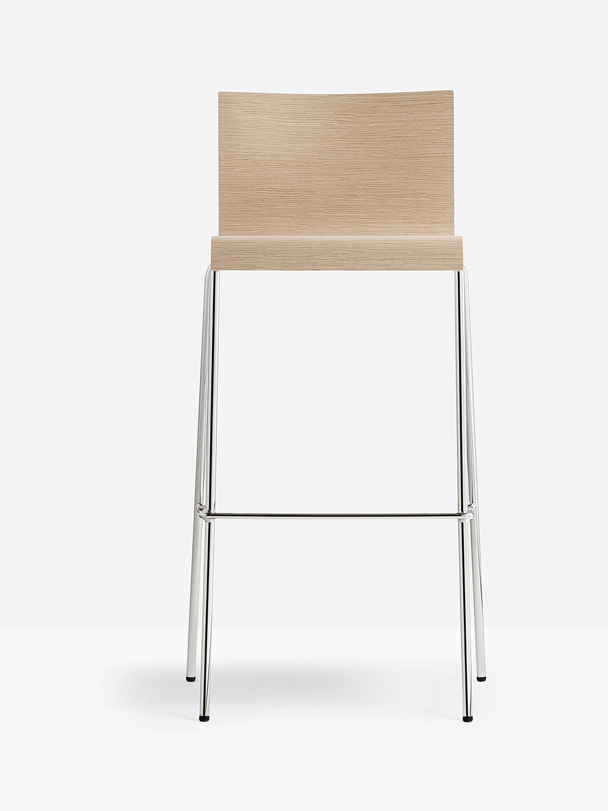 Tabouret Kuadra Pedrali pieds ronds, bois chêne blanchi