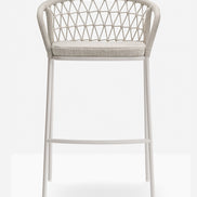 Tabouret de bar Panarea Pedrali beige, coussin gris clair