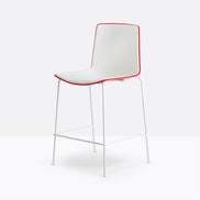 Tabouret Tweet blanc et rouge vue de face