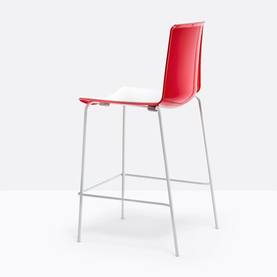 Tabouret de comptoir Tweet Pedrali blanc et rouge