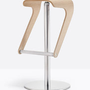 Tabouret de bar Woody 496 chêne blanchi, base inox satiné