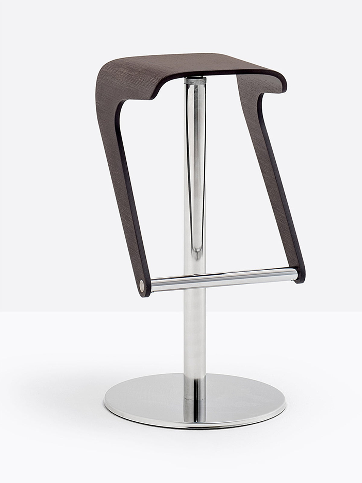 Tabouret de bar Woody 496 wengé, base chromée
